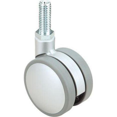 RUEDAS ALEX rueda giratora espiga roscada m10x25 50dkp75 nylon-plateada (1/2)