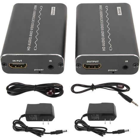 Extendeur HDMI sur Cat6a jusqu'à 1920x1080P 60Hz 120m avec télécommande IR, boîtier rallonge HD, prise US 100-240V (1/5)