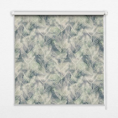 Tenda a Rullo Interna per Finestra - Tenda Filtrante Luce - Tenda Privacy - Tenda Decorativa Rettangolare - Rullo per Interni - (140 cm x 140 cm) - Schizzo di una pianta su sfondo colorato (1/5)