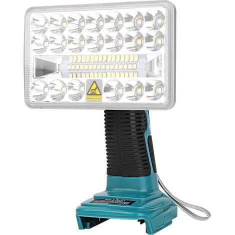 Lampe de travail LED sans fil 18 W, projecteur de site portable 2000LM avec port USB alimenté par des batteries lithium-ion 14,4 V 18 V BL1850 BL1840 BL1830 (1/5)