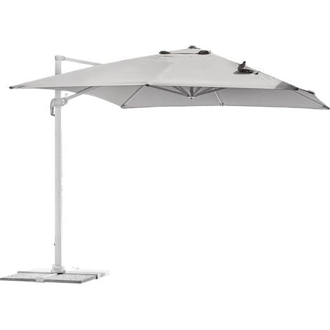 Ombrellone per Bar e Giardino in Alluminio Bianco e Grigio Ombrellone con Palo Laterale 3 x 3 Metri Uso Domestico e Professionale (1/3)