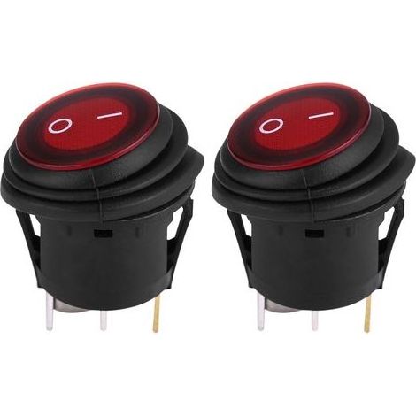2 pièces lumière LED rouge 12V/24V universel 20A 3 broches voiture Auto bateau rond marche-arrêt interrupteur à bascule (1/5)