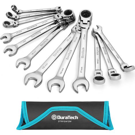 Jeu de Clés à Cliquet Tête Flexible, 12 Pièces, 8-19 mm (1/5)