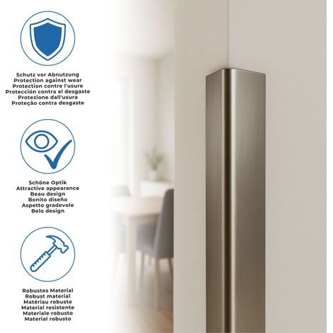 Kosche Winkelprofil Massivholz 28 x 28 x 2400 mm Ulme Kantenschutz Eckschutzprofil Hochwertig Robust