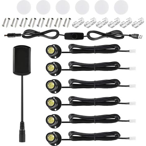 6PCS Mini Spots LED 5V Dimmables, Rotatif à 360° Usb Mini Bureau Spot Lights, Spots Compacts pour Éclairage de Présentation pour Maison, Hôtel, Décoration de Bijoux (Lumière Neutre 4000K) (1/5)