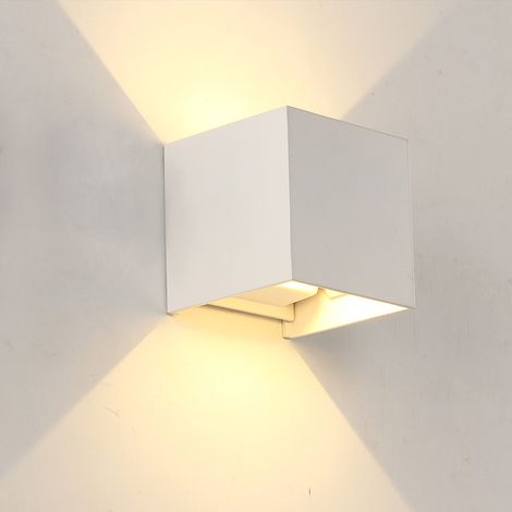 Applique da esterno a LED bianca, a doppia testa, impermeabile, per uso interno ed esterno, stile moderno e minimalista, ideale per corridoio, soggiorno o zona giorno. (1/3)