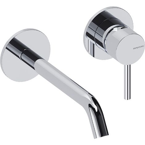 Sanycces – Robinet mitigeur mural 18 cm chrome – Système Cold Open – Finition PVD anti-trace de doigt – Laiton massif – Boîtier d'encastrement inclus (1/5)