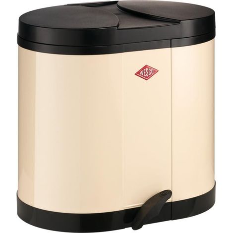 Wesco Cubo de basura moderno almendra 30 litros con pedal