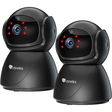 Ctronics 5MP Caméra Surveillance Intérieure 2.4/5Ghz WiFi Détection Humaine/Mouvement, Suivi Auto, Vision Nocturne 20M, Audio Bidirectionnel pour Bébé/Animaux (Noir)Lot de 2 (1/5)