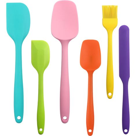Ensemble de 6 brosses à huile pour grattoir，Spatule Silicone, Outil Cuisine en Silicone de Qualité Alimentaire,Couleur