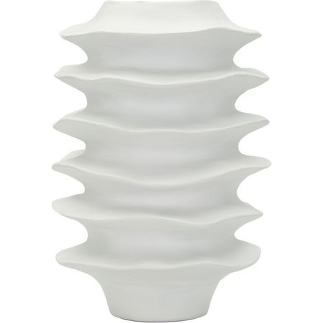 Vaso decorativo moderno a fasce ondulate bianco (1/5)