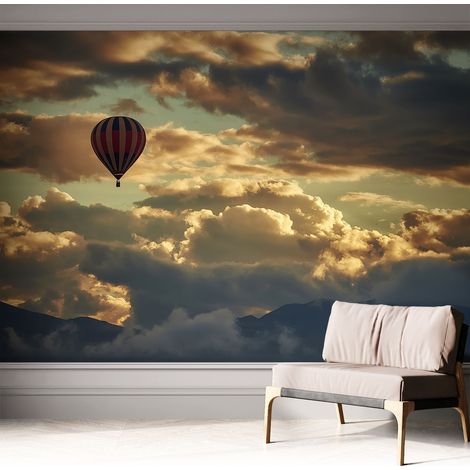 Papier peint autocollant avec imprimé pour cuisine facile à appliquer pour mur a motif Ballon dans les nuages 312x219 cm (1/5)