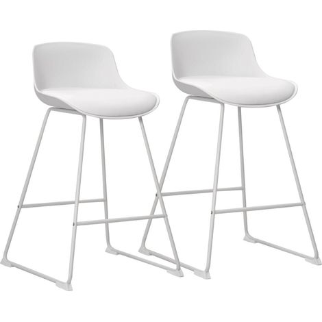 Tabourets de bar bas en métal et simili (lot de 2) - LILIAN (1/5)