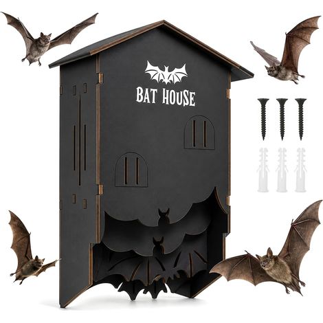 Nichoir pour chauve-souris en bois avec système à 3 chambres, résistant aux intempéries, boîte à chauve-souris comme abri pour l'extérieur, jardin, cour, arbre – pour décoration d'arbre de jardin en (1/5)