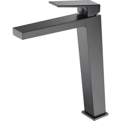 Rubinetto lavabo alto monocomando  Modello ART  Alto beccuccio  Colore nero finitura opaca [IMEX®]