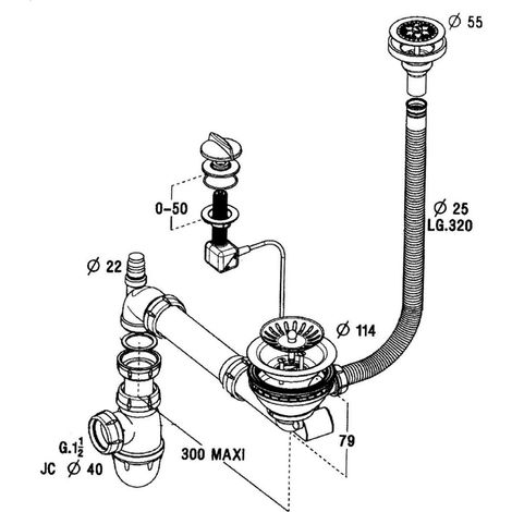 Cuisissimo – Vidage complet lavabo pour évier V&B Subway Pure – Siphon gain de place – Raccords pour espaces confinés – Installation rapide (1/2)