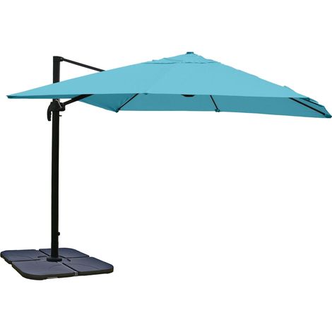 [NEUWERTIG] Gastronomie-Ampelschirm HHG-317, 3,5x3,5m (Ø4,95m) Polyester/Alu 25kg türkis mit Ständer