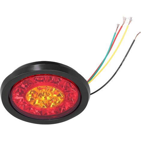 Feu arrière rond 16 LED 12-24 V, clignotant rouge/jaune, pour remorques, camions, caravanes et camping-cars (1/5)