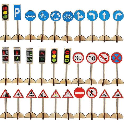 1 ensemble de panneaux de signalisation miniatures pour enfants - Jouet éducatif de signalisation routière (1/2)