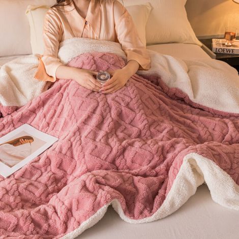 Manta de forro polar Sherpa de 150x200cm, suave y mullida, con forro polar cálido para ayudarte a dormir mejor, para cuna, color pasta de judías. (1/3)