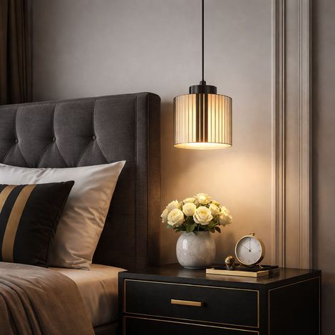 LED Hängeleuchte Glas verchromt Pendelleuchte schwarz-chrom Hängelampe Höhenverstellbar, Metall, 9W 810Lm warmweiß, DxH 14x120 cm