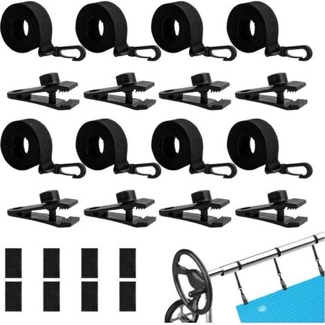 Sangles De Protection pour Bâche De Piscine, 8 Pièces Kit De Fixation pour Bâche Solaire De Piscine, Accessoires Enrouleur De Couverture Solaire pour Terrasse Jardin (1/5)