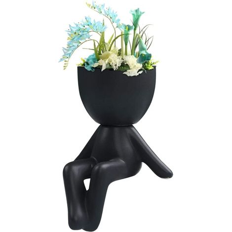 2 vasi da esterno a forma di umanoide in resina, vaso per fiori secchi, decorazione da giardino, scultura vintage a forma di volto, vaso per piante, decorazione per ufficio e casa, regalo, vaso per fi