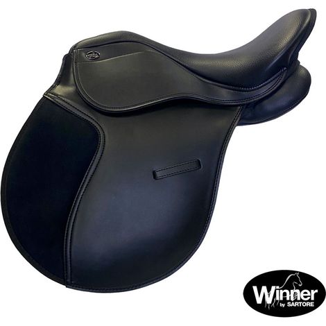 17", nero: Sella da completo winner in pelle sintetica con doppia imbottitura e appoggio scamosciato (1/2)