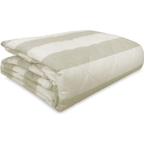 LES COUVRE-LITS MATELASSÉS, RAYÉ FRANÇAISE BEIGE ÉCRU 1 CARRÉ ET DEMI