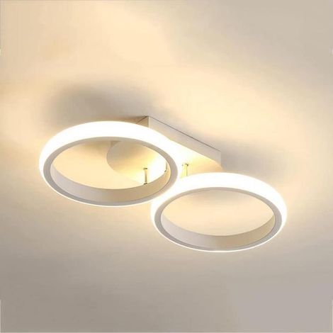 Modern round minimalist white LED ceiling light with 2 heads, white light for living room, kitchen, bedroom (1/4)