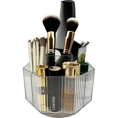 Organiseur de maquillage rotatif à 360°, multi-compartiments de rangement pour pinceaux de maquillage, soins de la peau, coiffeuse, stylos, papeterie, fournitures de bureau, organisateur de