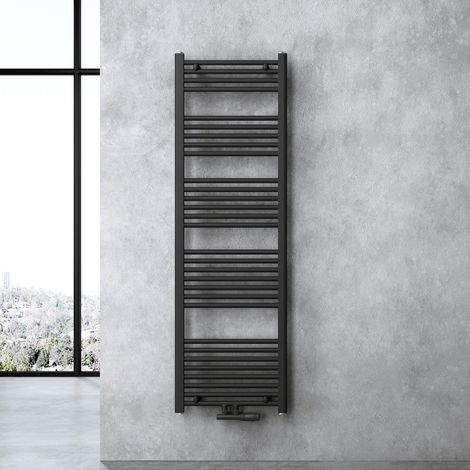 doporro Calefacción de baño diseño recto 160x50cm radiador tubular Antracita conexión central horizontal