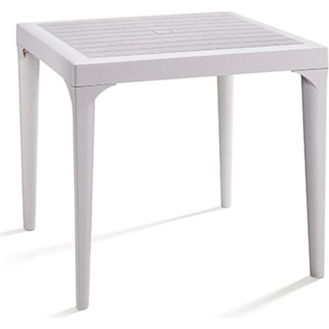 TAVOLO RESINA QUADRATO 80X80CM "MALMO/OSLO" BIANCO EFFETTO LEGNO