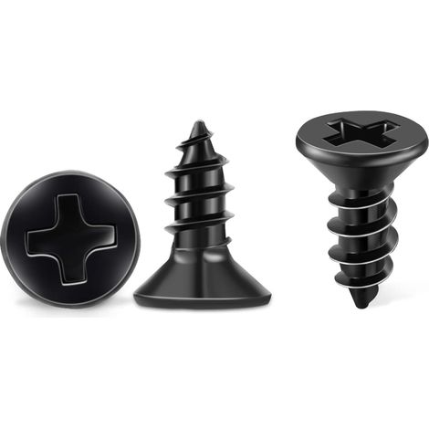 100 Vis Autotaraudeuses Ø4 x 12mm - Acier Inox A2 18-8, Tête Fraisée PH2, Couleur Noire - pour Bricolage et Menuiserie, Cruciforme Vis à Bois M4 (1/5)