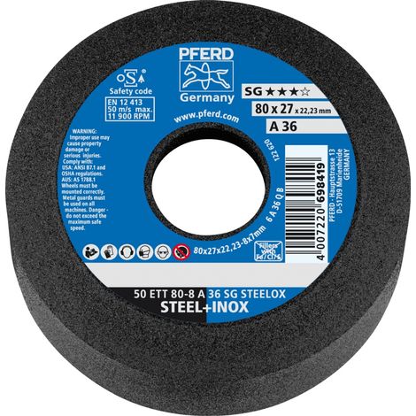 PFERD TOOLS Schleiftopf ETT 80x8x22,23 mm A36 Leistungslinie SG STEELOX für Stahl/Edelstahl 5 Stk (1/5)