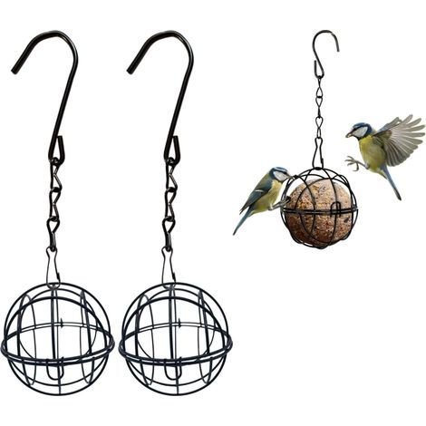 Mangeoire Oiseaux Suspendue,2 Pièces Mangeoire à Oiseaux Suspendue à Boule,Crochets en 2 Forme de S,Extérieur Jardin Faune Petits Oiseaux Pinsons Moineaux(21x7.5cm) (1/5)