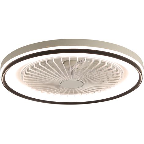Ventilateur de plafond plat 19 pouces télécommande 6 vitesses moteur DC silencieux lumière RGB 3 couleurs gradable chambre.