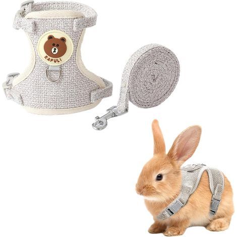 Rabbit Harness, Adjustable Leash 114cm, Breathable Mesh Fabric, Small Animal Accessory, For 1.5-2.5kg (1/5)