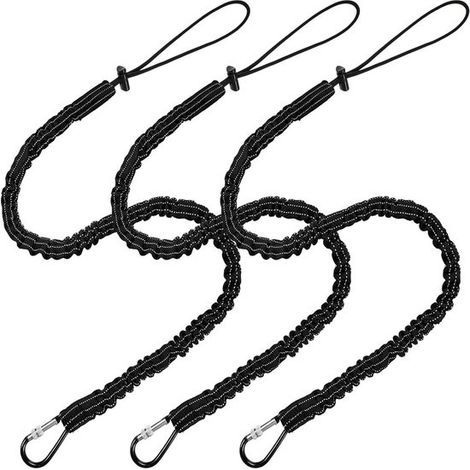 Longe de sécurité pour outils Longziming - Protection antichute - Longe extensible avec mousqueton - Lot de 3 - Protection antichute avec mousqueton - Poids maximal supporté : 10-15 kg