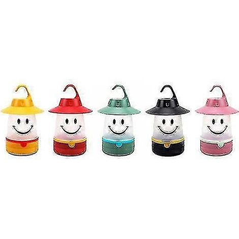 Tente pour enfants, lampe veilleuse mignonne avec visage souriant, économie d'énergie, motif étoilé créatif Vert (1/4)