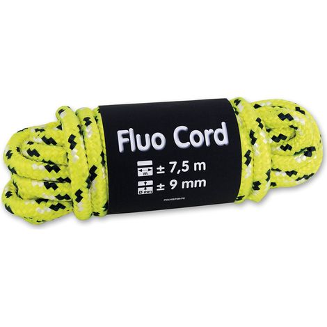 Chapuis - Corda in poliestere intrecciata, materiale sintetico spesso, diametro 9 mm, lunghezza 7,5 m, buona durata, per tempo libero e giardino, colore: giallo fluo