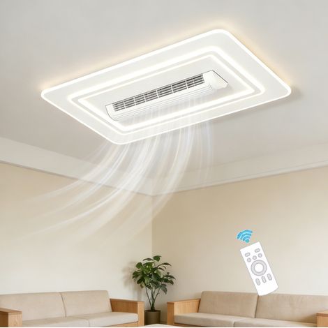 Ventilateur de Plafond avec Luminaire LED Sans Pale, 3 Couleurs Dimmable Télécommande, Plafonnier Moderne 120W pour Salon Chambre,92x58cm (1/5)