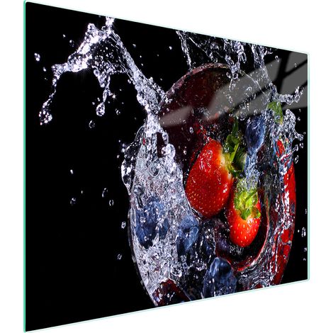 Planche à découper en verre 52x30 fraises (1/5)