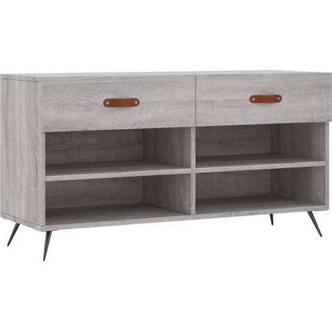 Banc à chaussures bottes commode étagère meuble entrée rangement sonoma 102 x 35 x 55 cm bois d'ingénierie gris