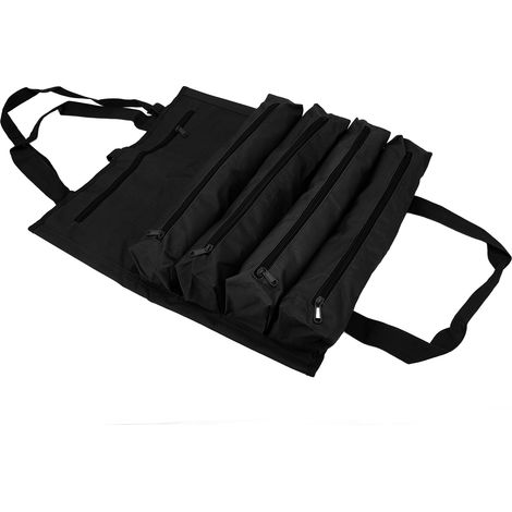 Aufrollbare Werkzeugtasche aus 600D Oxford-Gewebe, verschleiß- und fleckenbeständig, mit mehreren Fächern, tragbare Aufbewahrungstasche für Autowerkzeug, geeignet für den Außeneinsatz, schwarz. (1/4)