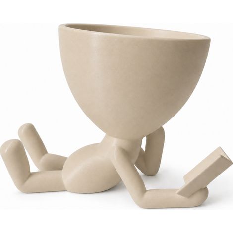 Pot de fleurs décoratif beige pour plantes, lecteur allongé, élégant (1/3)