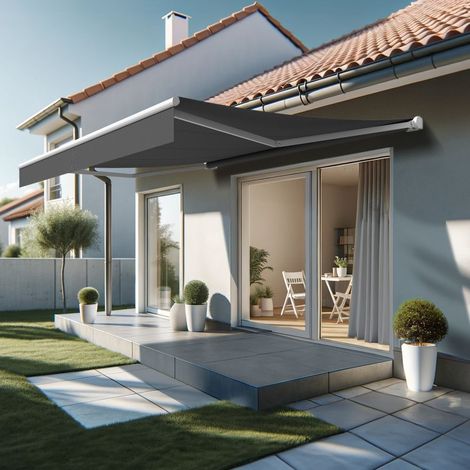 Toldo logia TENO 4,00x3,00 M (Manual - Blanco satinado RAL9010 - Gris grafito) (1/5)