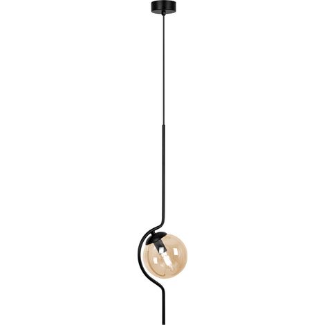 Suspension design VELA Kaja noire ambre verre E14 10W (1/5)