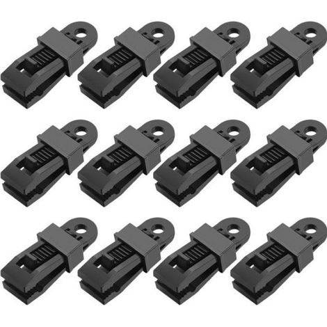 25 pièces Clips de bâche Durable Portatif multifonction tente de fixation pinces de d'auvent pour corde Camping (1/4)