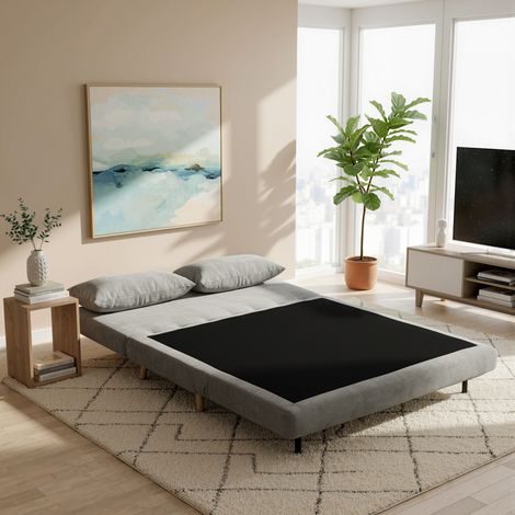 Schlafsofa, Gästebett, 3-fach verstellbare Rückenlehne, Leinenoptik, bis 120 kg, 141 x 90 x 81 cm, Grau